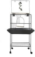 62 Inch Bird Cage with Wooden Perches, Standing Wrought Iron Birdcage with by MegaChoice