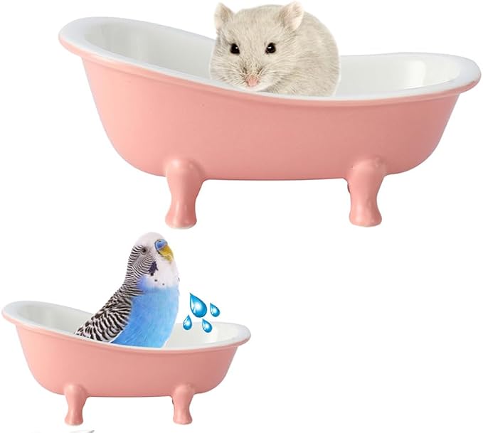 Small Animal Hamster Sand Bathtub, Bird Bathroom, Ice Accessories Cage Toys by KnocKconK