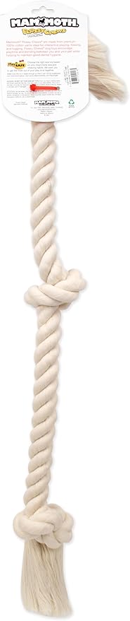 Flossy Chews 100-Percent Cotton White 3-Knot Rope Tug - Image 2