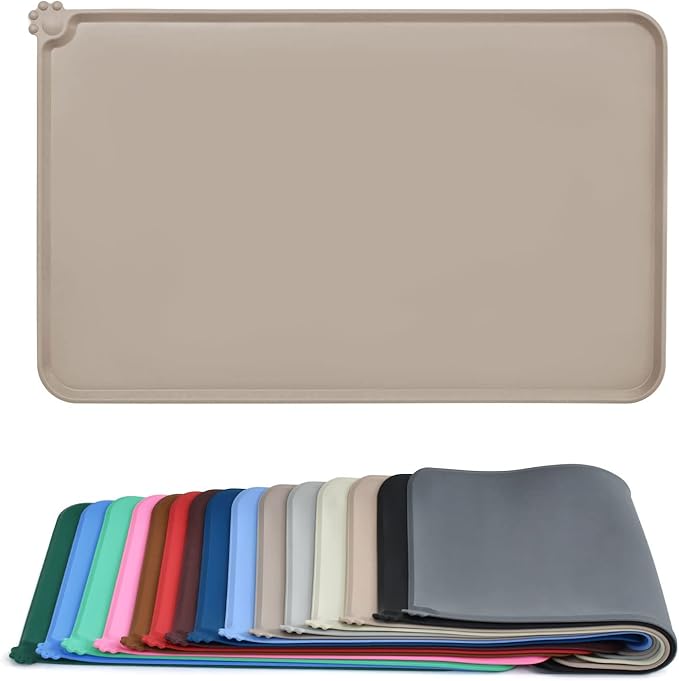 AUDWUD Silicone Waterproof Pet Feeding Mats, Anti Slip Bowl Pad, Dog Mat by AUDWUD