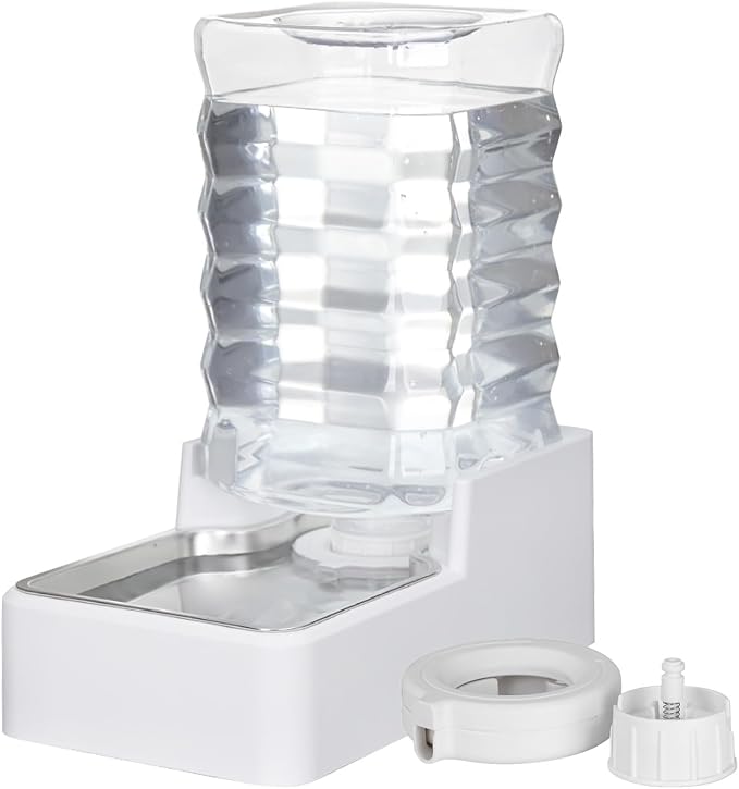 Dog Cat Water Dispenser: 8L White Upgraded Gravity Feeder by MASOCAT
