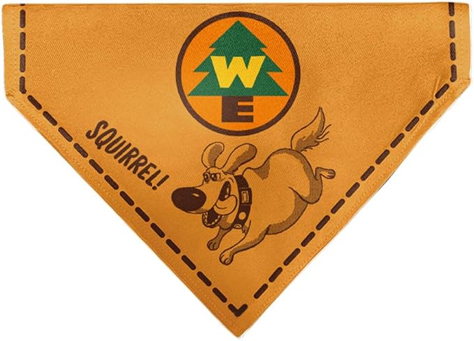Disney Pet Bandana Up Dug Squirrel Pose and Wilderness Explorer Badge Orange by Buckle-Down