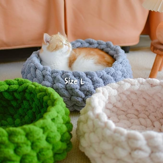 Cat Nest Bed - Premium Self Warming Handwoven Washable Extra Soft Round Cave - Image 3