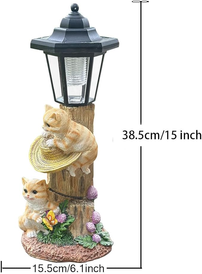 Solar Cat Outdoor Statue, Garden Statue - Image 3