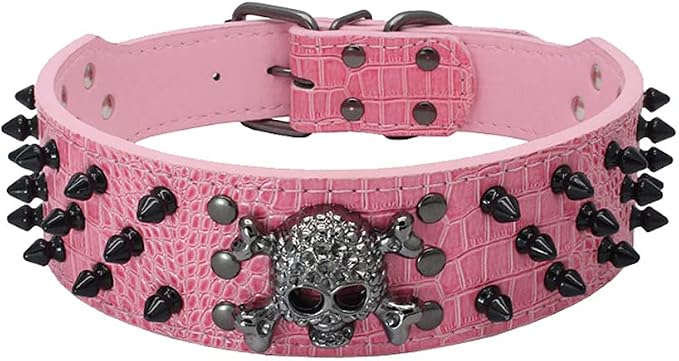 Serijoars Spiked Studded Dog Collar, PU Leather Dog Collar, Adjustable Pet by Serijoars