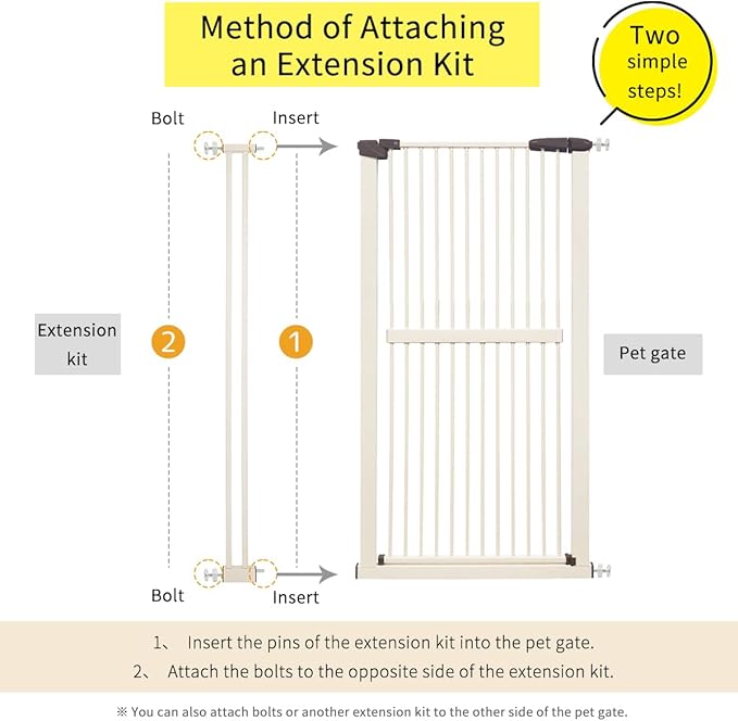 Lumizone Extra Tall Pet Gate 55.12" High Pressure Mounted 4.13" Wide Extension - Image 3