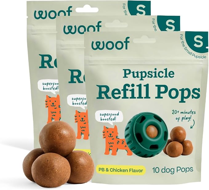 WOOF Pupsicle Refill Pops, Delicious Long Lasting Dog Treats, Pre-Made Pupsicle by Woof