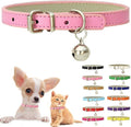 Pink XXS Cat Collar with Bell, Soft Pu Leather Puppy Collars Adjustable Buckle by Weimostar