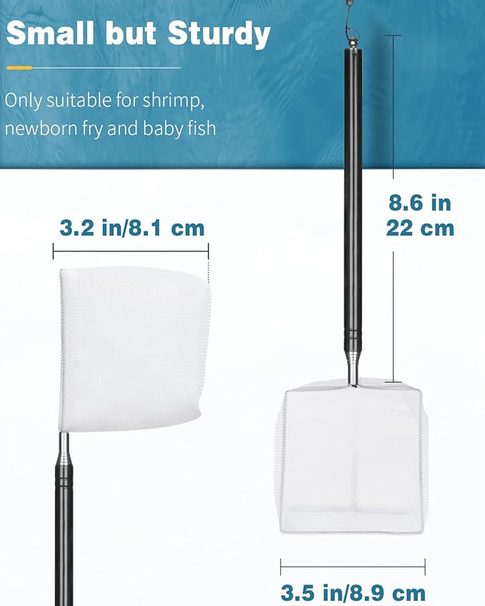 Pawfly 4 Inch Aquarium Soft Square Fine Shrimp Net, Tiny Fish Tank Net - Image 6