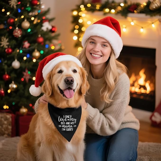 I Only Love My Bed and My Mama I'm Sorry Black Dog Bandana, Cute Puppy Scarf - Image 5