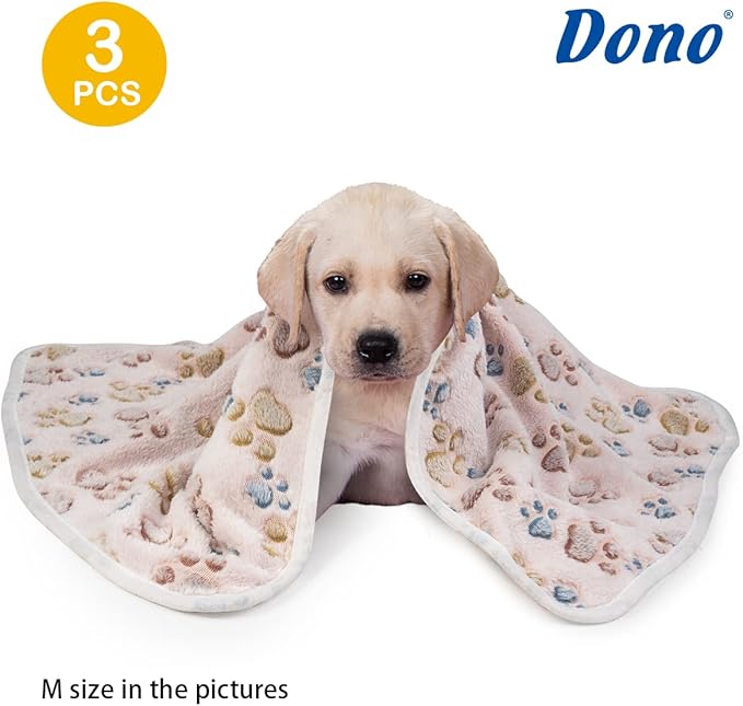 Dono 1 Pack 3 Dog Blankets, Soft Fluffy Fleece Pet Blanket Warm Sleep Mat Paw - Image 2