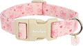 Pink Bow Dog Collar, Adjustable Cotton Dog Collar by Unknown