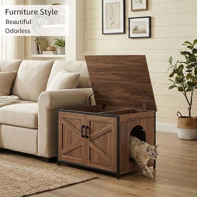 unipaws Top Opening Cat Litter Box Enclosure, Friendly to Elderly People - Image 3