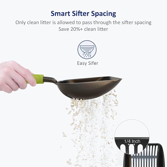 WePet Cat Litter Scoop, Non-Stick Plated Aluminum Alloy Sifter, Kitty Durable - Image 3