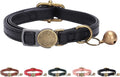 THAIN Leather Cat Collar with Bell Breakaway- Adjustable, Retro Bell fit Most by THAIN