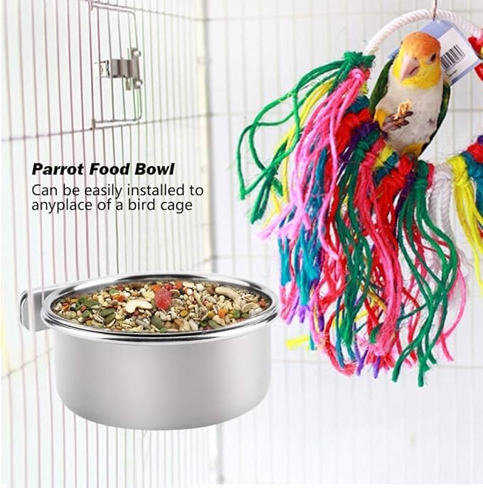PINVNBY Parrot Feeding Cups Birds Food Dish Stainless Steel Parrot Feeders - Image 3