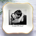 Custom Photo Ring Dish, Personalized Couple Portrait Picture Trinket Tray by Anniversaree