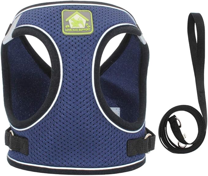 FEimaX Dog & Cat Harness Set, No Pull, Reflective, Adjustable, Soft Mesh - Image 3
