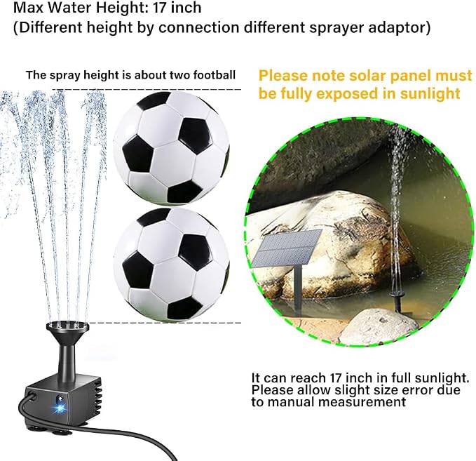 Biling Solar Water Pump Outdoor, Upgraded Solar Fountain Pump Kit - Image 6