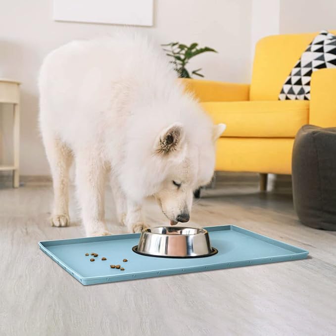 Dog Food Mat, Silicone Waterproof Food Tray, Non Slip Pet Bowl Mats Placemat - Image 7