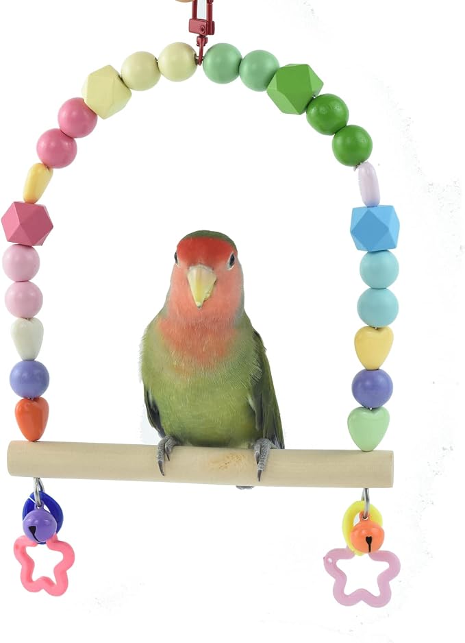 Wooden Bird Swing for Cockatiels Parrot Perch Hanging Toys Parakeets Birdcage - Image 3