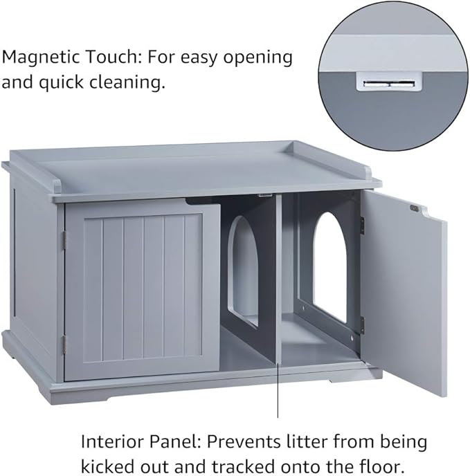 unipaws Cat Litter Box Enclosure Furniture, Cat Washroom, Hidden Litter Box - Image 4