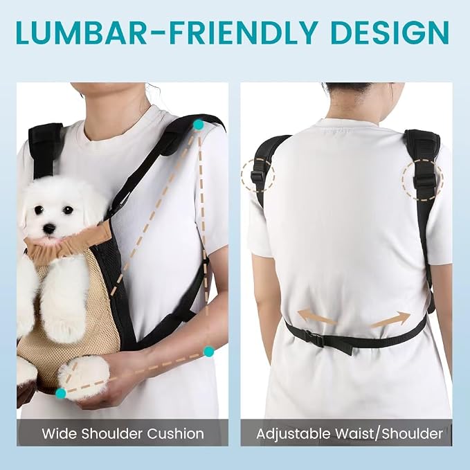 Dog Backpack Carrier, Thick Straps & Cushion, Pet Sling Front Backpacks - Image 7