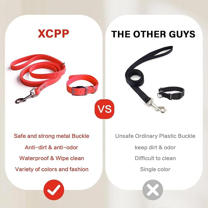 4.2FT Dog Collar and Leash Set, PVC Waterproof Adjustable Odor Proof Pet - Image 3