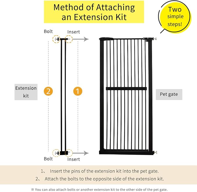 Lumizone Extra Tall Pet Gate 55.12" High Pressure Mounted 4.13" Wide Extension - Image 4