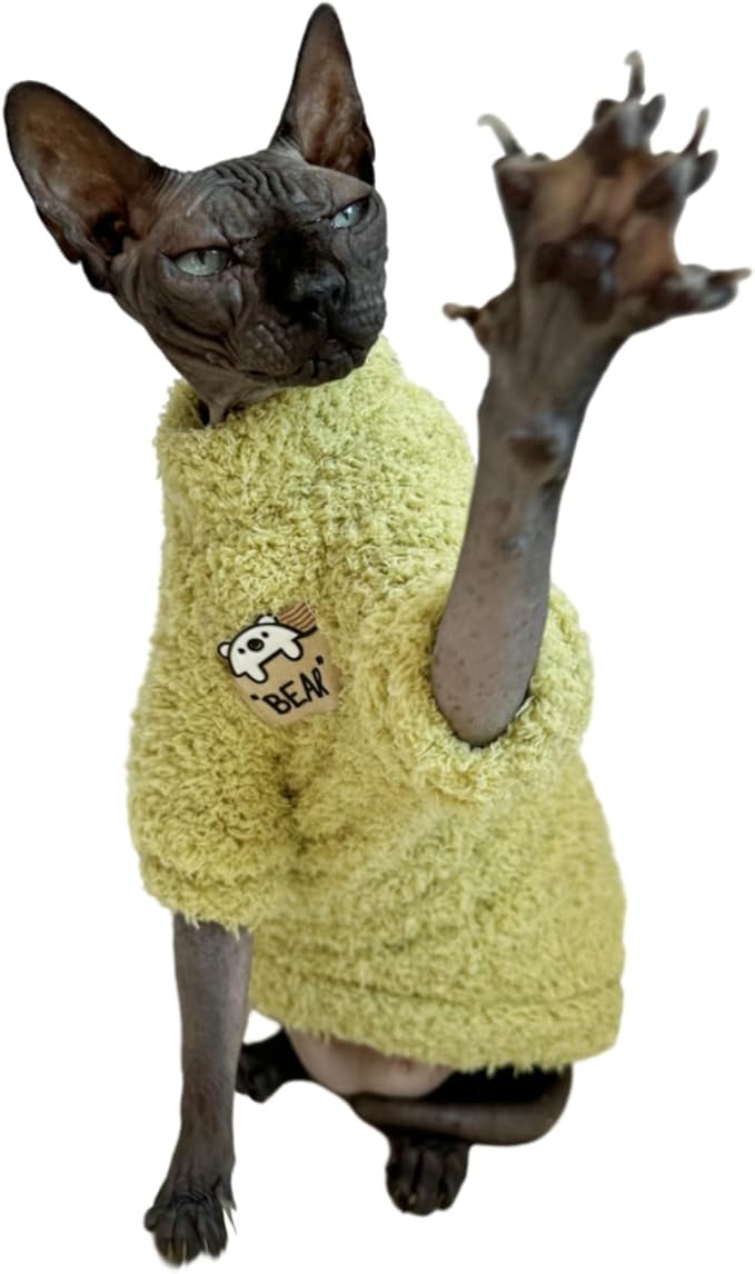 Sphynx Cat Clothes Hairless Cat Super Soft Warm Fleece T Shirt Elastic Winter - Image 2