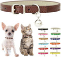 Brown Kitten Collar with Bell, Soft Pu Leather Small Dog Collars Adjustable by Weimostar