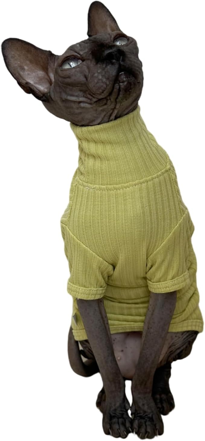 Sphynx Cats Shirt Cat Turtleneck Cotton Sweater Pullover Kitten T-Shirts - Image 4