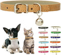 Khaki XXS Dog Collar with Bell, Soft Pu Leather Cat Collars Adjustable Buckle by Weimostar