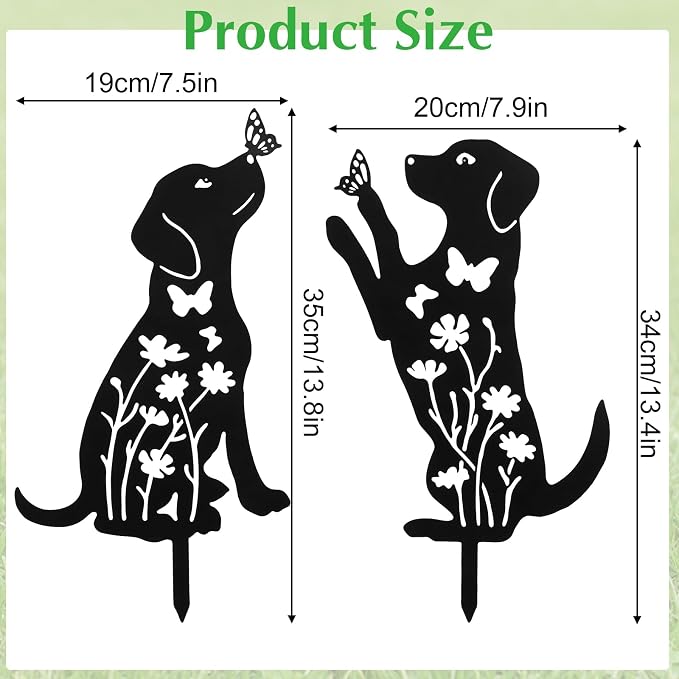 Metal Dog Garden Decor for Outside 2 Pack, Pet Yard Art, Weather Resistant - Image 2
