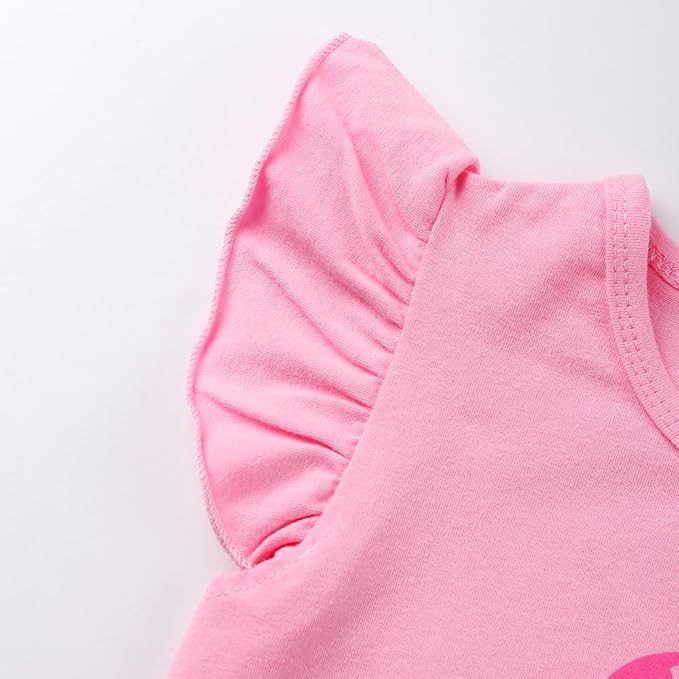 Girls Skirt Set 2 Piece Outfit Toddler Summer Clothes Ruffle Sleeve T-Shirt Bow - Image 6