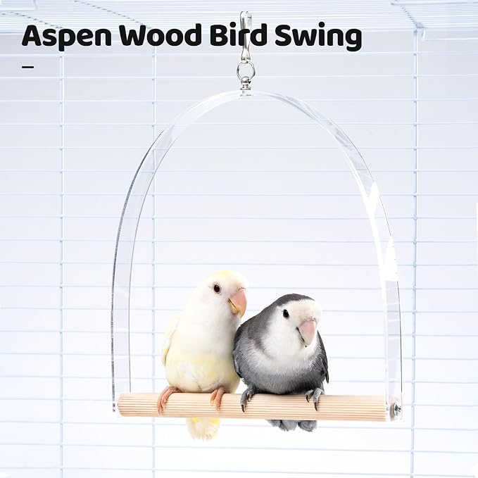 9" Hanging Bird Perch Toy for Cage, 360° Silent Free-Spin, Wooden Bird Cage - Image 7
