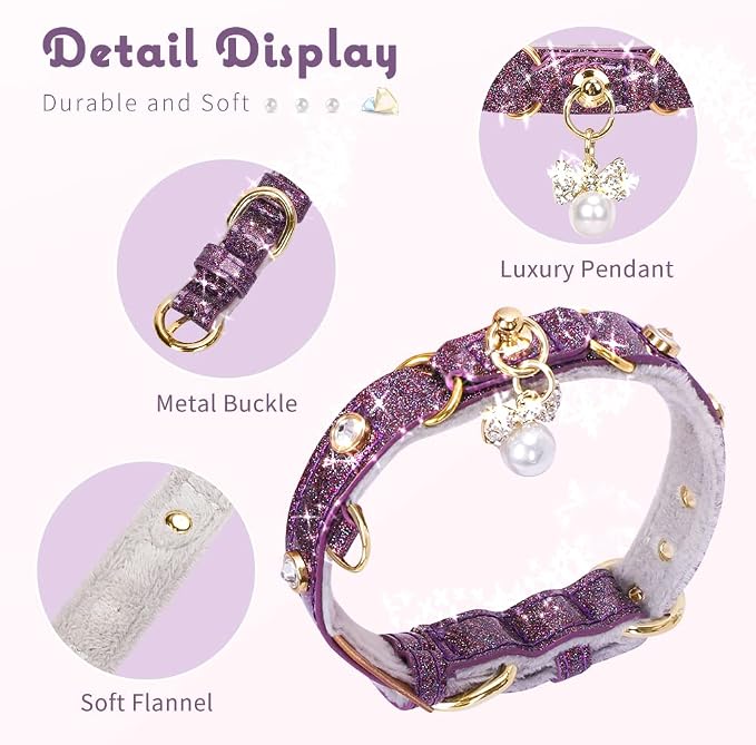 PetsHome Cat Collar, Dog Collar, PU Leather Adjustable Pet Collar - Image 4