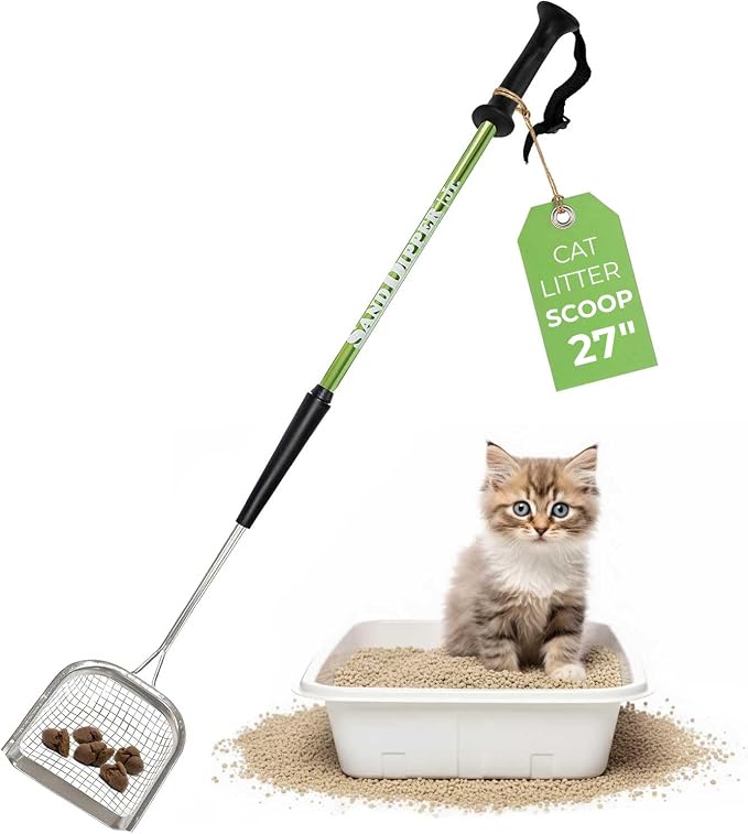 Sand Dipper Metal Cat Litter Scoop – Long Handle Cat Poop Scooper by SandDipper-Becausewereallbeachcombersatheart%E2%84%A2