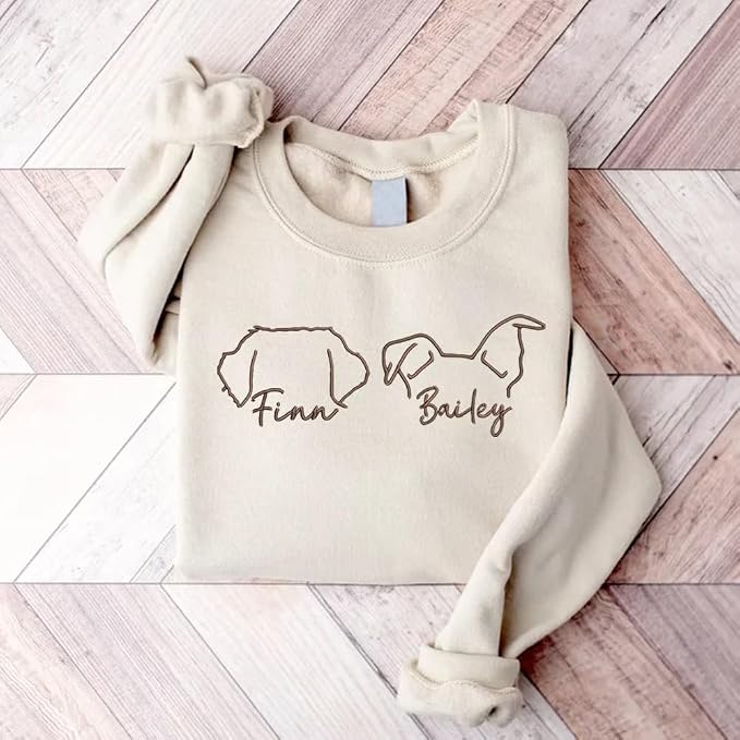 Personalized Embroidered Dog Hoodie, Personalised One-Line Dog Shirt, Unisex - Image 5