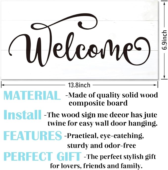 Welcome Sign for Front Door, Welcome Decor Wooden Hanging Sign for Wall Decor - Image 2