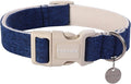DOGWONG Cotton Hemp Dog Collar, Heavy-Duty Blue Dog Collar Adjustable Soft by DOGWONG