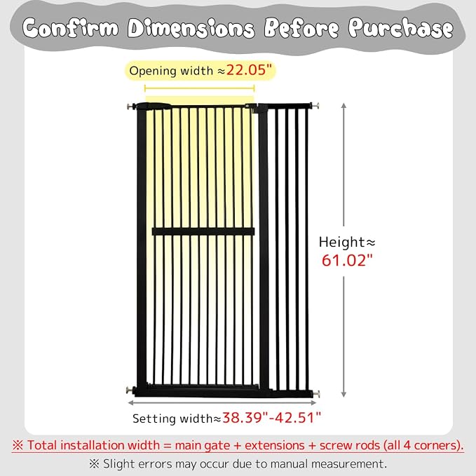 Lumizone Extra Tall Cat Gate 61.02" High Pressure Mounted Extra Wide - Image 2