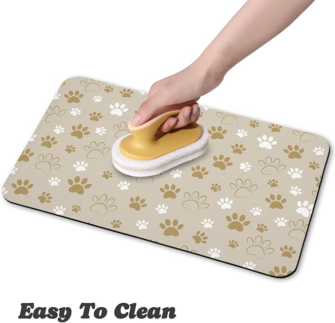 Dog Food Mat, Absorbent Water Bowl Mats Cat Pet Feeding Placemats Beige 12 * 20 - Image 4