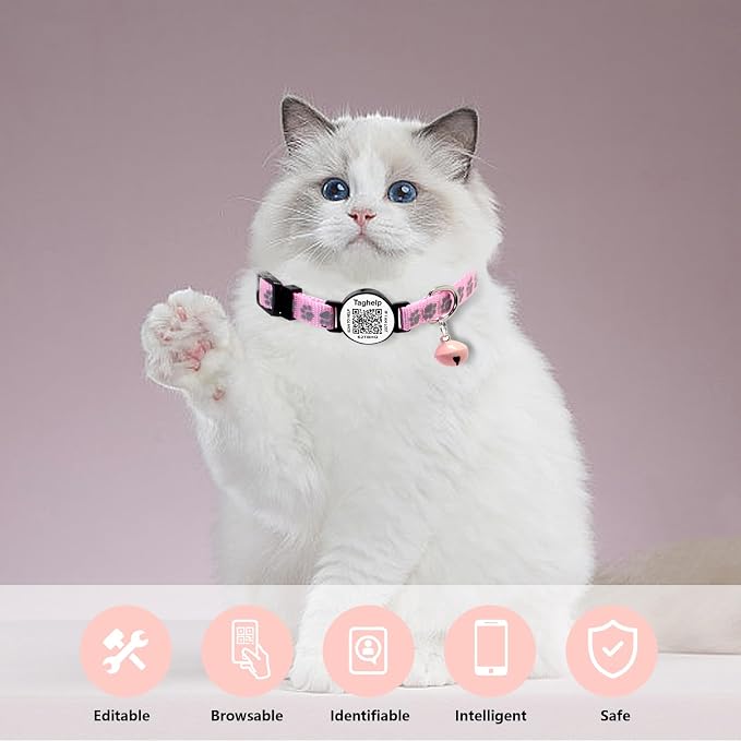 Cat Collar Breakaway with QR Code Name Tag, Reflective Kitten Collars with Bell - Image 5