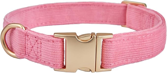Soft Cotton Dog Collar with Metal Buckle Adjustable Heavy Duty Comfy Corduroy by YUDOTE