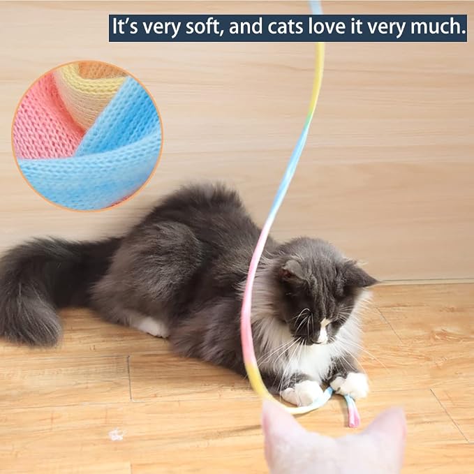 LASOCUHOO Interactive Cat Wand Toys Interactive Cat Teaser Wand String Ribbon - Image 3