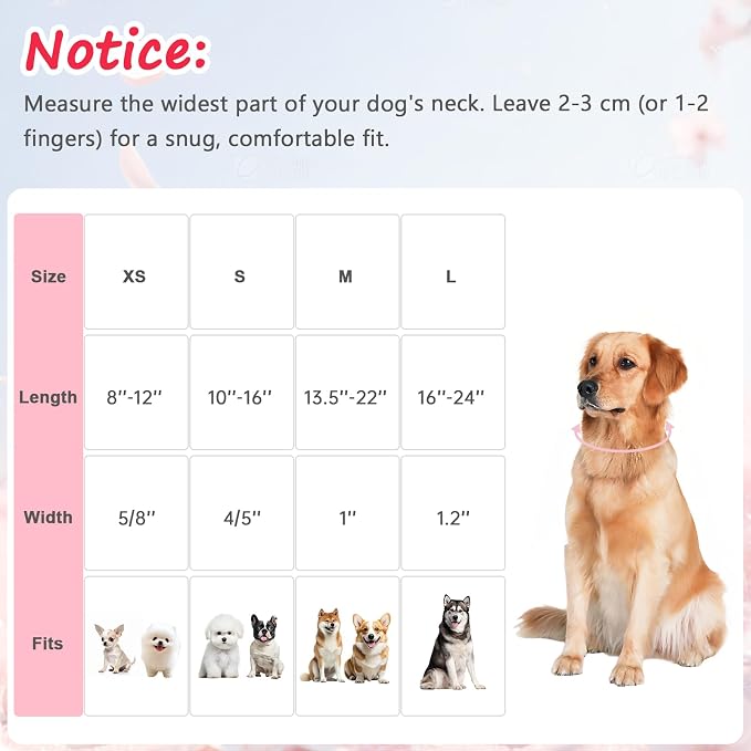 Pink Dog Collar for Small Dogs, Cute Dog Collars Girl Puppy Collar - Image 2