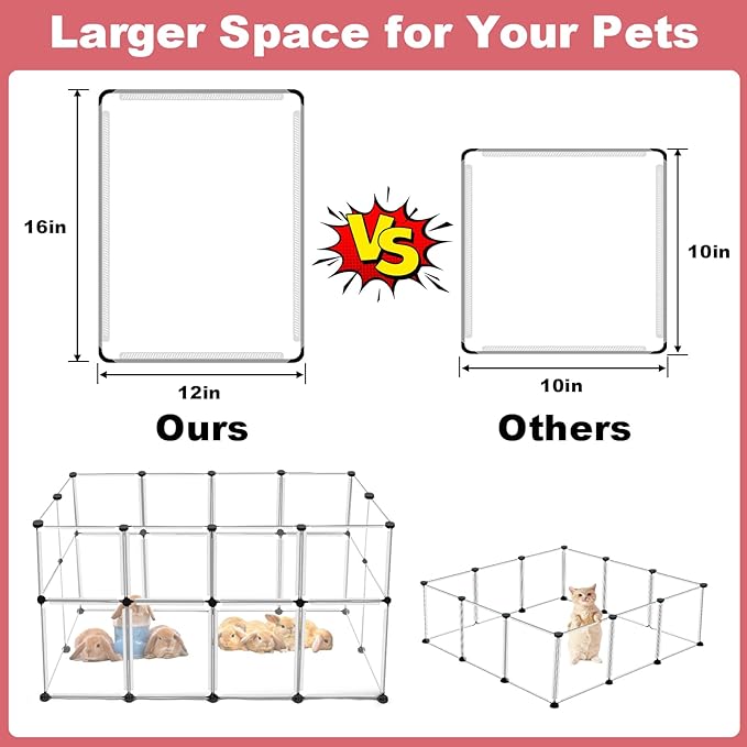 24 Panels Portable Small Animals Playpen, Portable Plastic Enclosure, Puppy - Image 3