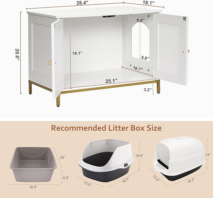 Homhedy Cat Litter Box Enclosure, Cat Washroom Furniture - Image 4