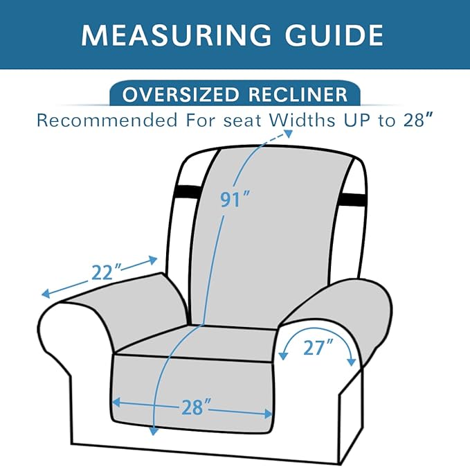 H.VERSAILTEX Reversible Quilted Recliner Covers Water Resistant Furniture - Image 2